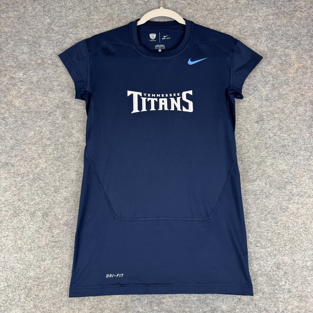 Nike Dri Fit Tennessee Titans Fitted NFL Training T-Shirt Blue Mens Large L